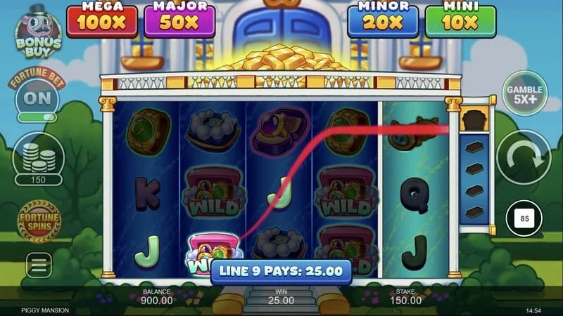 Piggy Mansion – zbieranie hotovosti symbolom zberača